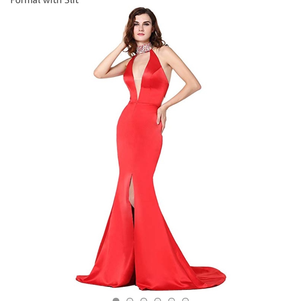 Vegeron red halter dress